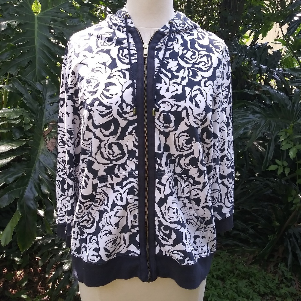 Tommy Hilfiger Black and White Floral Hoodie